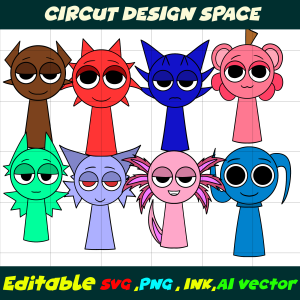 Editable Sprunki Arthur,Axel,Azalea,Berry Light Pink,BildeN,Bri,Aqua,Incredibox Sprunki Png Coloring Pages,SVG,PNG,Ink.